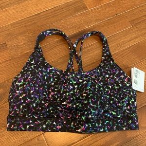 NWT New LULULEMON Energy Bra Strappy Back SMMI Black White Bright Rainbow 8
